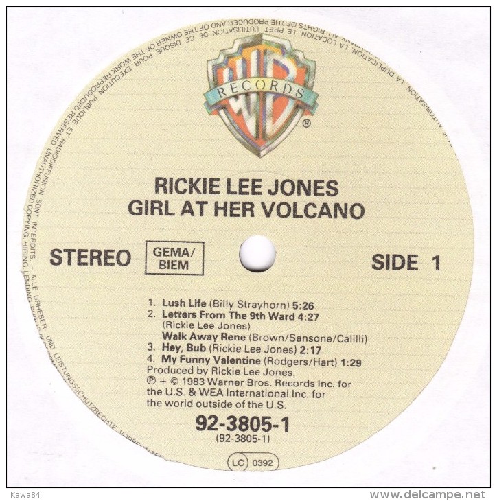 LP 25CM (10")  Rickie Lee Jones  "  Girl At Her Volcano  "  Allemagne - Spezialformate