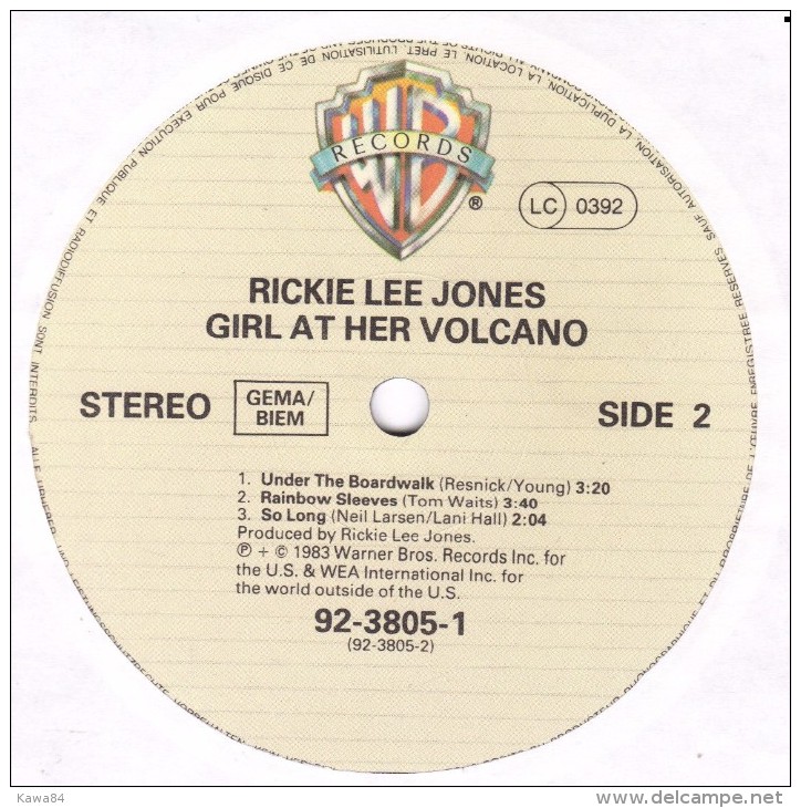 LP 25CM (10")  Rickie Lee Jones  "  Girl At Her Volcano  "  Allemagne - Formatos Especiales