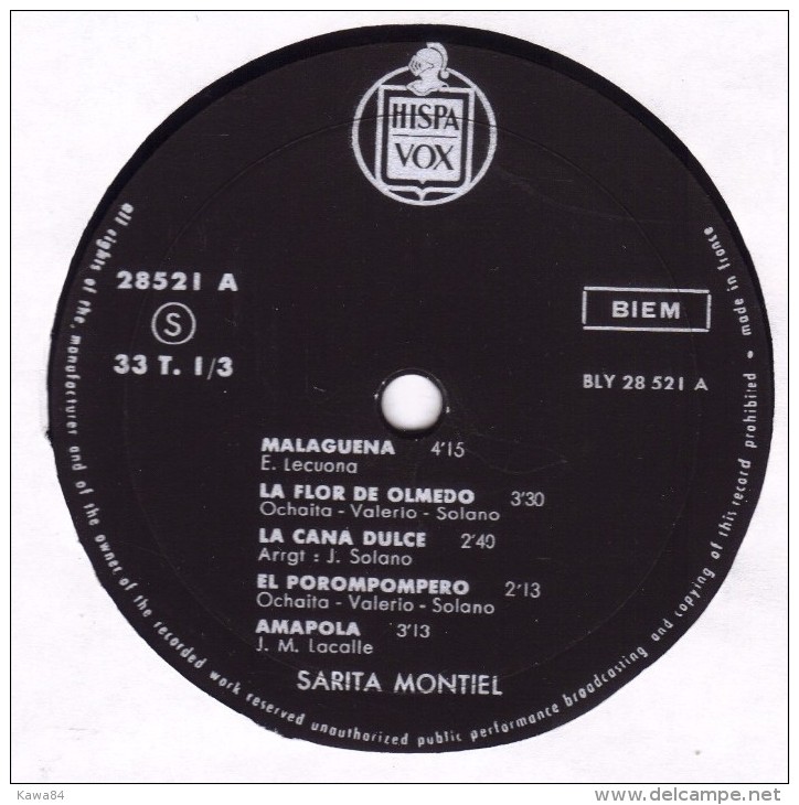 LP 25 CM (10")  Sarita Montiel  "  Malaguena  " - Special Formats