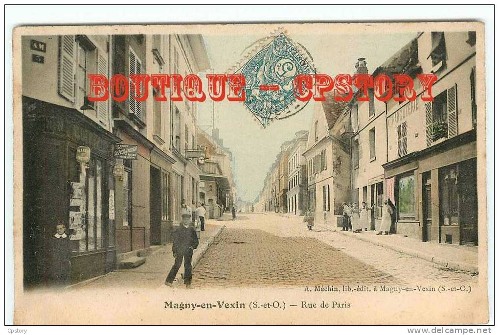 95 - MAGNY En VEXIN - Marchand De Journaux Et Charcuterie Rue De Paris - Dos Scané - Magny En Vexin
