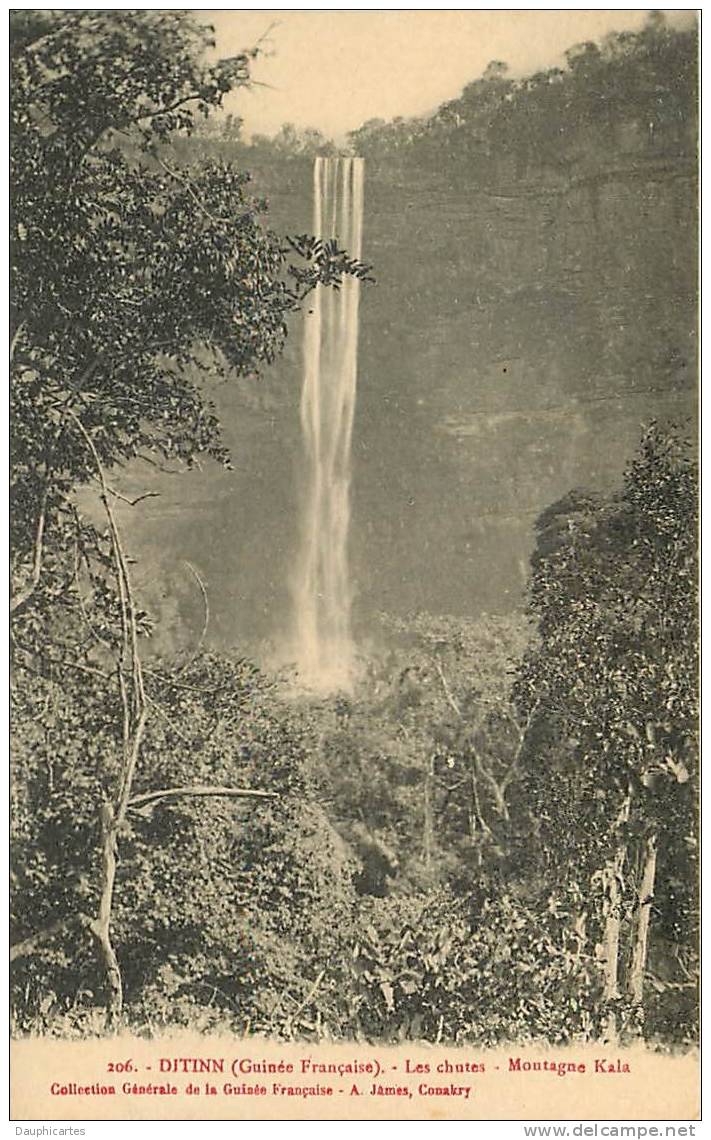 Guinée, DITINN, Montagne Kala, Les Chutes. 2 Scans. Edition James - Guinée Française