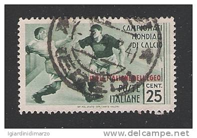 ISOLE ITALIANE DELL'EGEO - Valore Usato Da 25 C. Campionati Mondiali Di Calcio Con Soprastampa - In Ottime Condizioni. - Egée