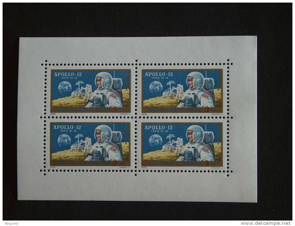 Hongarije Hongrie Magyar 1970 Apollo 12 Feuillet De 4 Timbre Yv LP PA 325 MNH ** - Europa