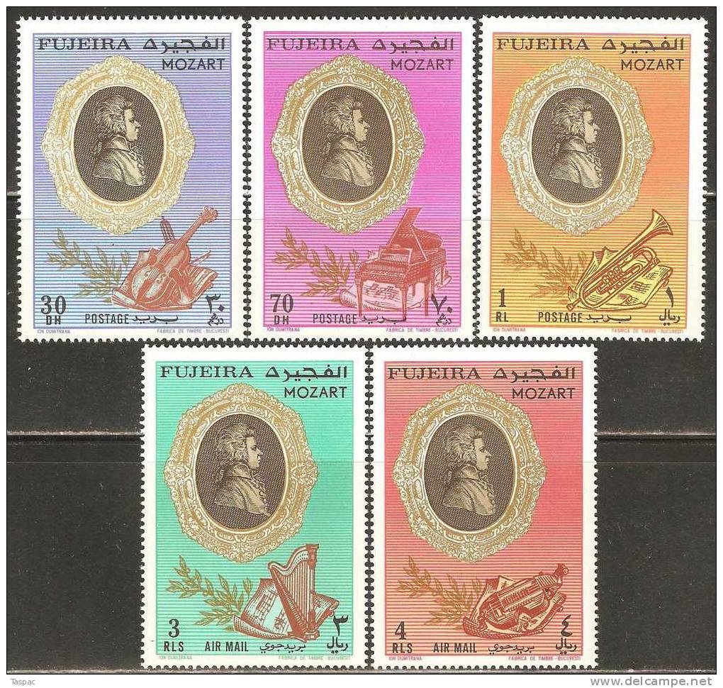 Fujeira 1971 Mi# 770-774 A ** MNH - Wolfgang Amadeus Mozart (I) - Fujeira