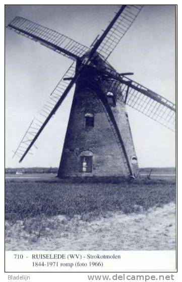 RUISELEDE (W.Vl.) - Molen/moulin - Blauwe Postkaart Ons Molenheem Van De Verdwenen Strokotmolen (foto 1966) - Ruiselede