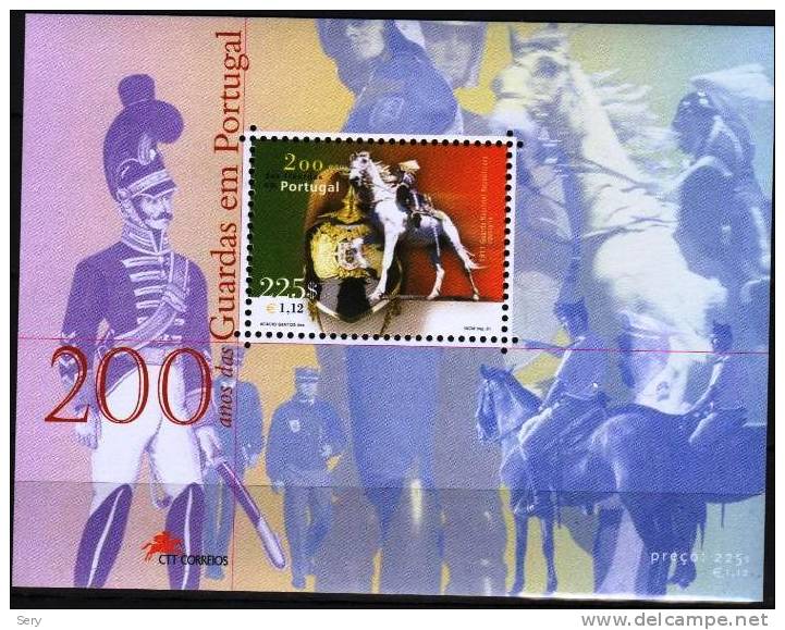 PORTUGAL 2001 MNH 200 ANOS DOS GUARDAS EM PORTUGAL Horses Cheval Horse  Chevaux Pferde Caballos Cavalli Paarde - Militaria