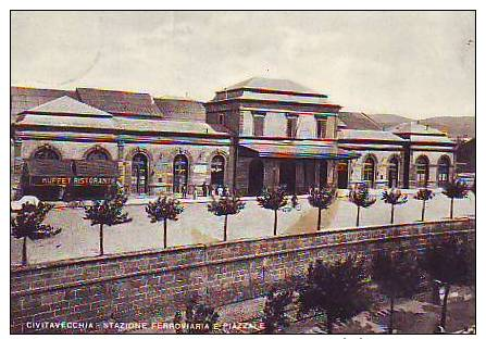 CIVITAVECCHIA STAZIONE FERROVIARIA E PIAZZALEVIAGGIATA NEL 1953 - Civitavecchia