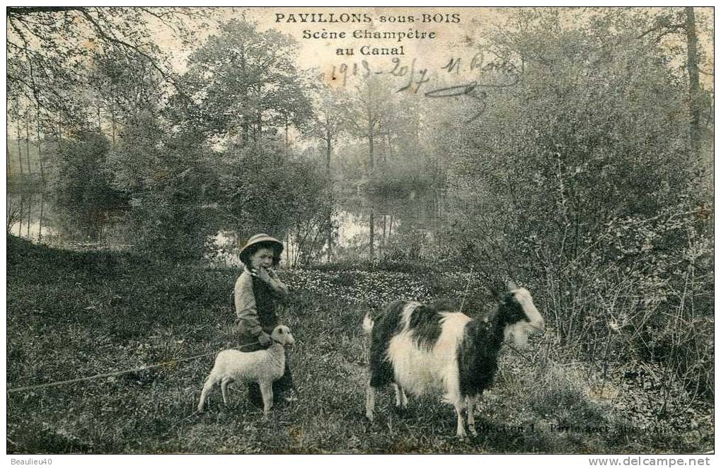 93 - PAVILLONS SOUS BOIS - SCÉNE CHAMPÊTRE AU CANAL (ECRITE 1913) - Les Pavillons Sous Bois