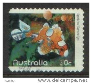 2010 - Australian Fishes Of The Reef 60c SPOTTED SWEETLIPS Fish Stamp FU 11 Perf Self Adhesive - Used Stamps