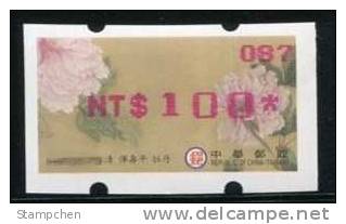 Taiwan 2011 ATM Frama Stamp-Ancient Chinese Painting- Peony Flower- NT$100 Red Imprint - Nuovi