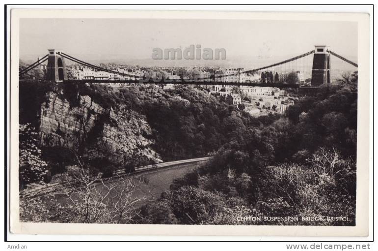 UK BRISTOL - CLIFTON SUSPENSION BRIDGE  - 1954 RPPC Postcard - Bristol