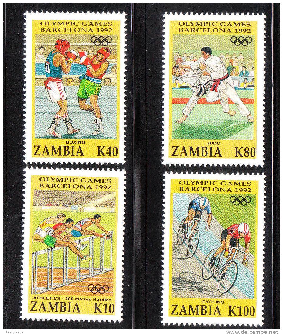 Zambia 1992 Summer Olympics Games Barcelona Judo Cycling Boxing MNH - Zambie (1965-...)