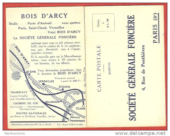 DEP 78 BOIS D´ARCY CARTE DOUBLE PUBLICITAIRE POUR LE LOTISSEMENT - Bois D'Arcy