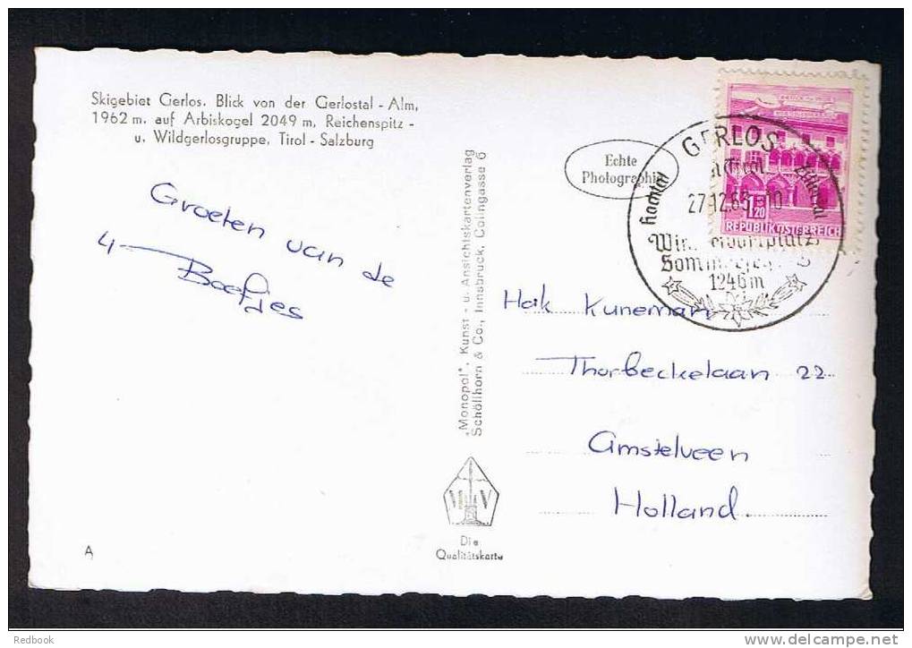 RB 699 - Austria 1963 Real Photo Postcard - Skigebiet Gerlos - Blick Von Der Gerlostal Tirol - Cachet 1.20 Sh To Holland - Other & Unclassified