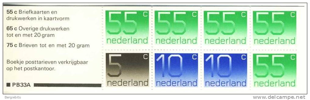 1986 Netherlands Cplt. MNH Booklet Of 8  Stamps "  5,10 And 50 Cent Numerals  " - Carnets Et Roulettes