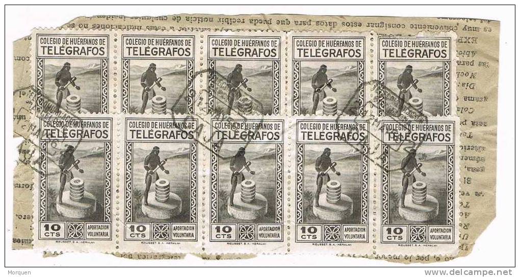 6348. Gran Fragmento BARCELONA 1956. Huerfanos De Telegrafos - Wohlfahrtsmarken
