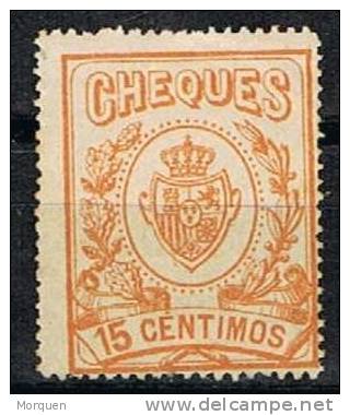 Sello Para Cheques De 15 Cts Naranja Amarillento 1926 * - Fiscale Zegels