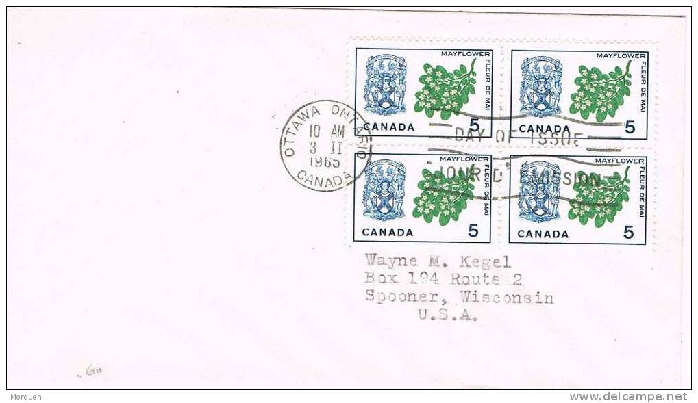 Carta F.D.C. Otawa (Canada) 1965. Fleur De Mai. Mayflower - 1961-1970