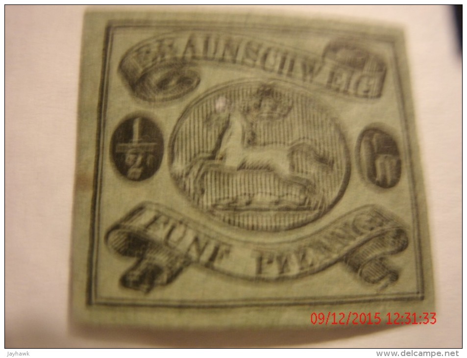 BRUNSWICK 1863,  MICHEL 10 OR SCOTT 6,   1 / 2 SGR BLACK ON GREEN,  MINT NG - Braunschweig