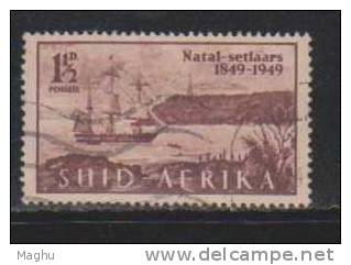 South Africa Used 1949, 1 1/2d British Settlers, Ship, Transport - Usados