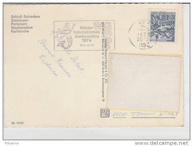 PO6437A# 2 S Iso Su Cartolina VIENNA - PARLAMENTO - TRAM  VG 1973 - Covers & Documents