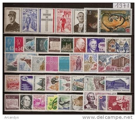 FRANCE 1971 Année Complète, 39 Timbres Neufs ** - 1970-1979