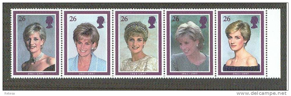 GREAT BRITAIN  HERDENKING LADY DIANA  1998 ** STROOK VAN 5 - Unused Stamps