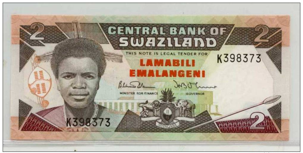 O. SWAZILAND : 2 Emalangeni 1987 (unc) - Swaziland