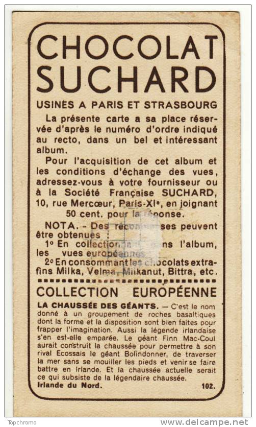 CHROMO Chocolat Suchard Collection Européenne Irlande Du Nord Chaussée Des Géants - Suchard