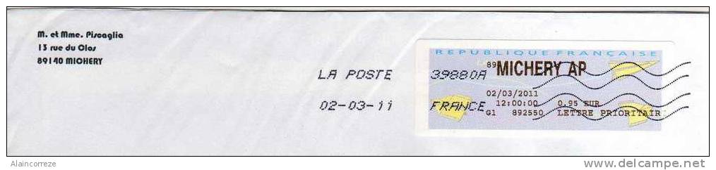 Vignette D'affranchissement GAPA D'Agence Postale Communale Yonne MICHERY AP - Cartas & Documentos