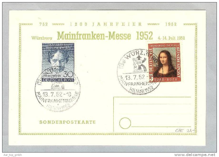 BRD 1952-07-13 Mainfranken-Messe Souvenier 30+5 Pf. - Lettres & Documents