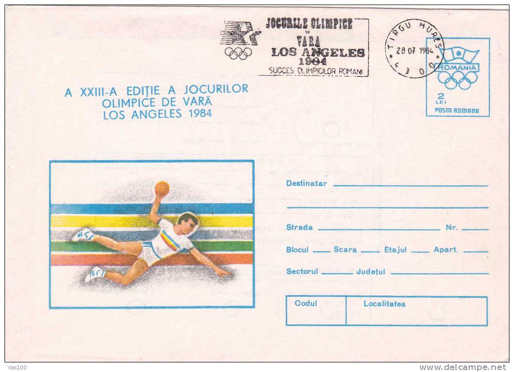 Romania 1984 Stationery Entier Postaux Cover, OLYMPIC GAMES LOS ANGELES HANDBALL,rare Cancell. - Balonmano