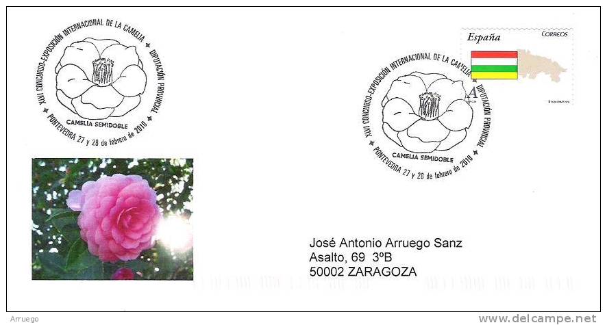 SPAIN. POSTMARK CAMELLIA INTERNATIONAL EXHIBITION. FLOWER. PONTEVEDRA  2010 - Storia Postale