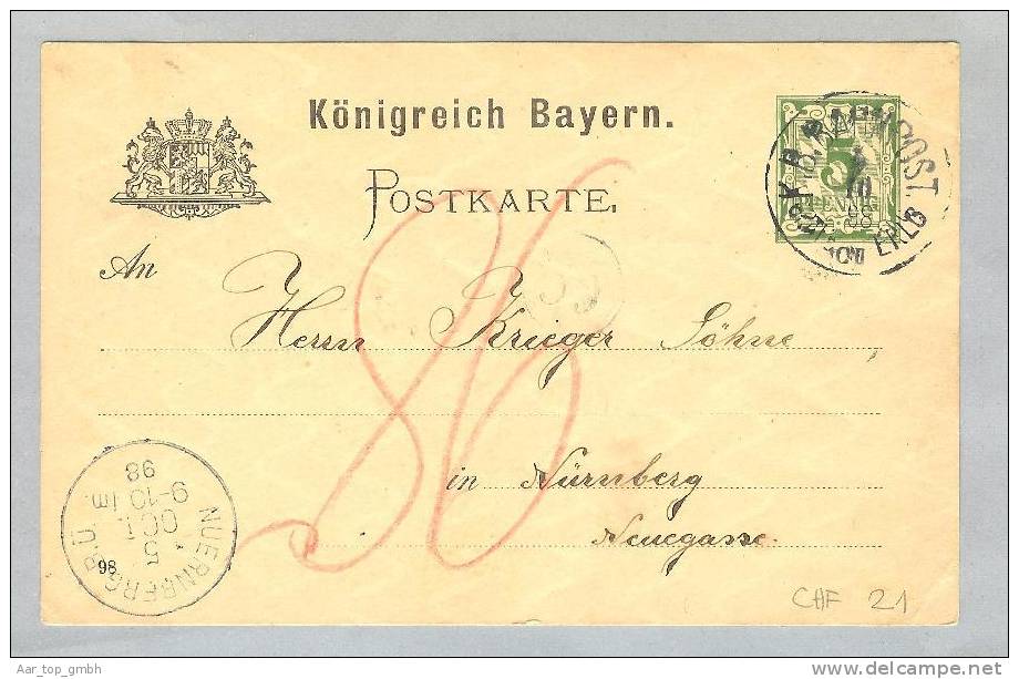 Heimat Bahn-O Graf-Erlig 1888-10-04 Von Weihserrode-Nürnberg Auf Bayern Ganzsache - Entiers Postaux