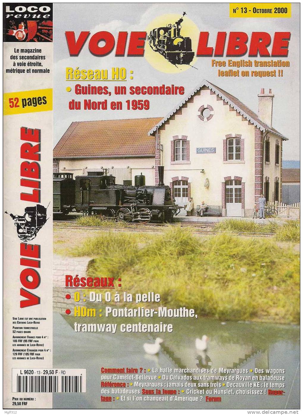 VOIE LIBRE (Magazine Des Secondaires à Voie étroite Et Métrique) N°13 Octobre 2000 - Trains