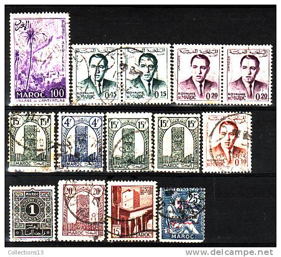 MAROC - 14 Timbres Obli - Oblitérés