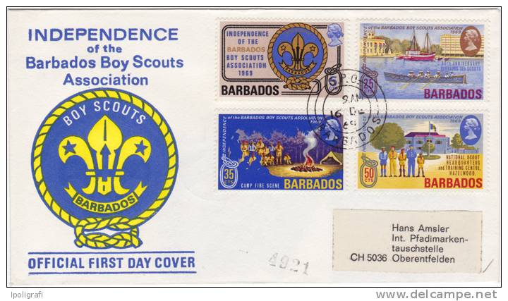 Barbados - 1969 - FDC - Independence Of The Barbados Boy Scout Association - Circulated To Switzerland 16-12-69 - Other & Unclassified