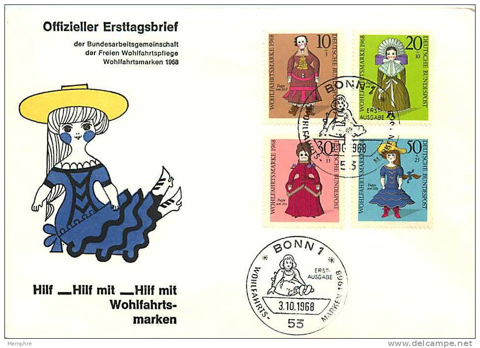 FDC  1968  Semi-Postals  Dolls  Unaddressed FDC - Brieven En Documenten