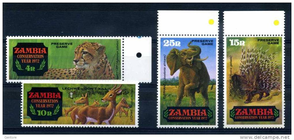 ZAMBIA 1972 Conservation Wild Animals Cpl. Set Of 4 Yvert Cat. N* 77/80  Absolutely Perfect MNH ** - Game