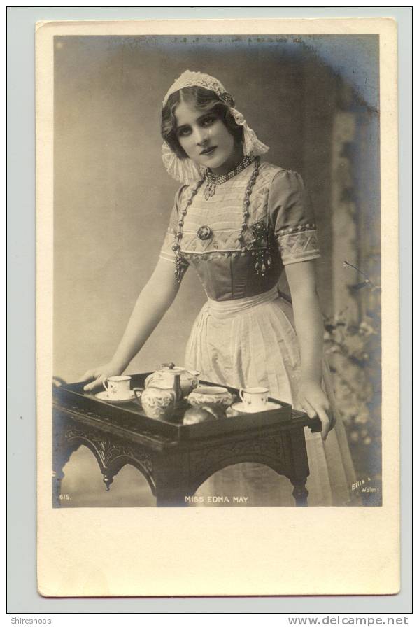 Miss Edna May Tea Actress Real Photo Photograph Postcard - Famous Ladies