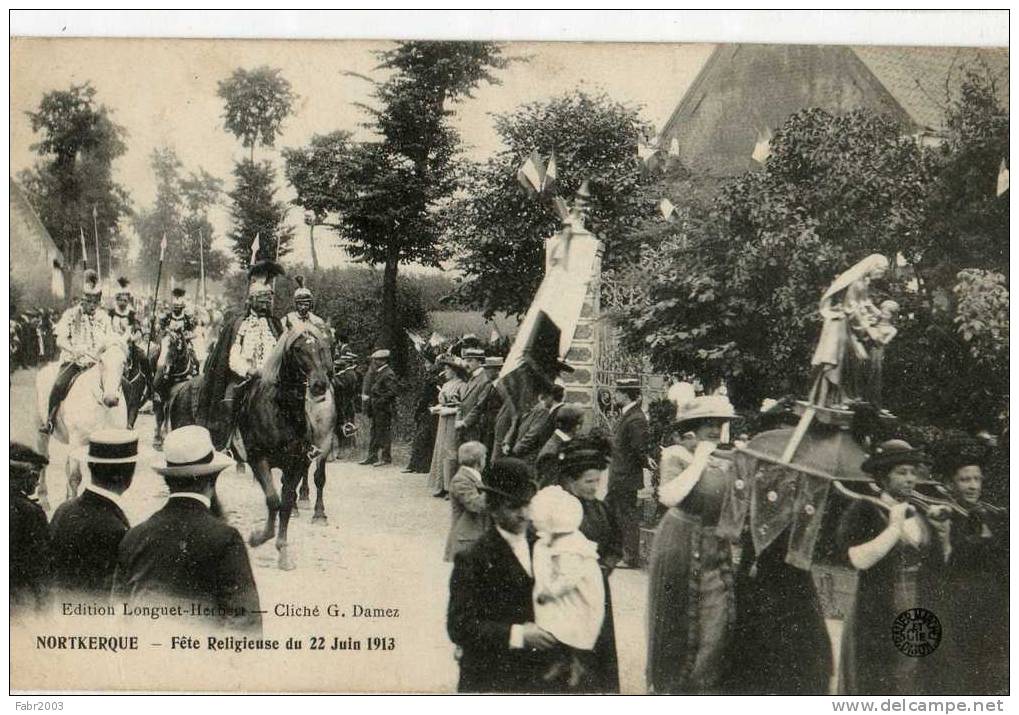 Superbe Carte Nortkerque, Fête Religieuse Du 22 Juin 1913, Très Animée, à Voir. - Other & Unclassified