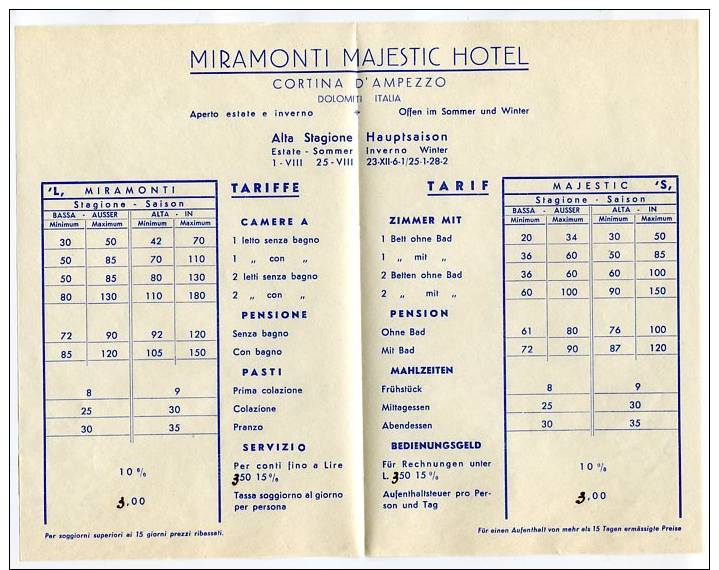 PUBBLICITà HOTEL MIRAMONTI MAJESTIC CORTINA D'AMPEZZO BELLUNO ILLUSTRATORE RAIMONDI ANNO 1934