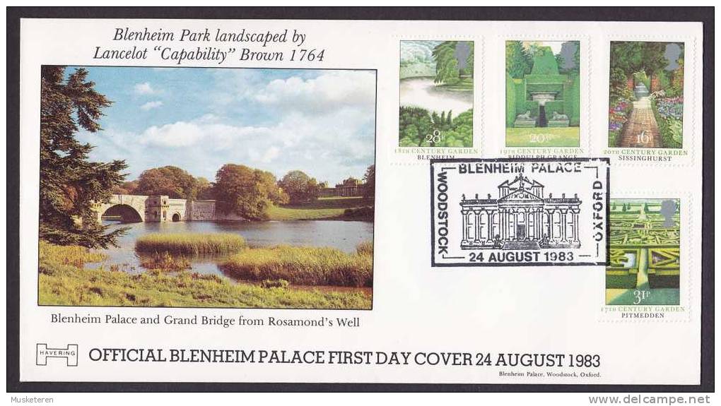 Great Britain Official BLENHEIM PALACE First Day Cover FDC 1983 - 1981-1990 Decimal Issues