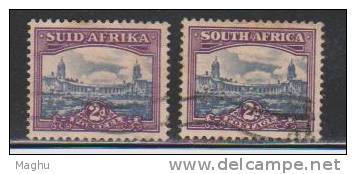 South Africa Used 1950, 2d, Union Building, Broken Pair, As Scan - Gebruikt