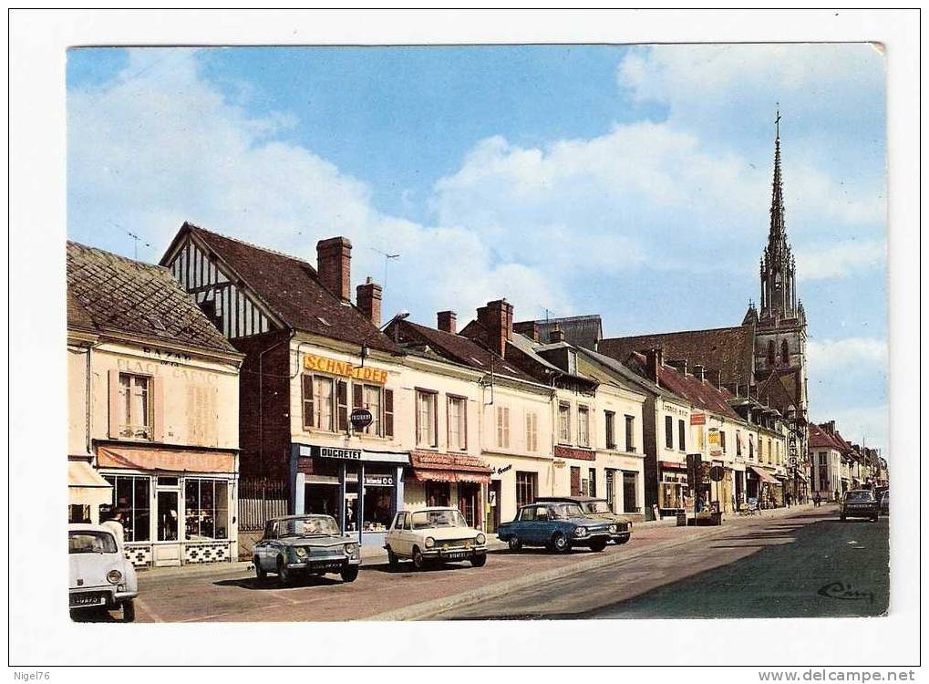 CP CONCHES La Place CARNOT - Commerce BAZAR- Automobiles RENAULT , SIMCA - Conches-en-Ouche