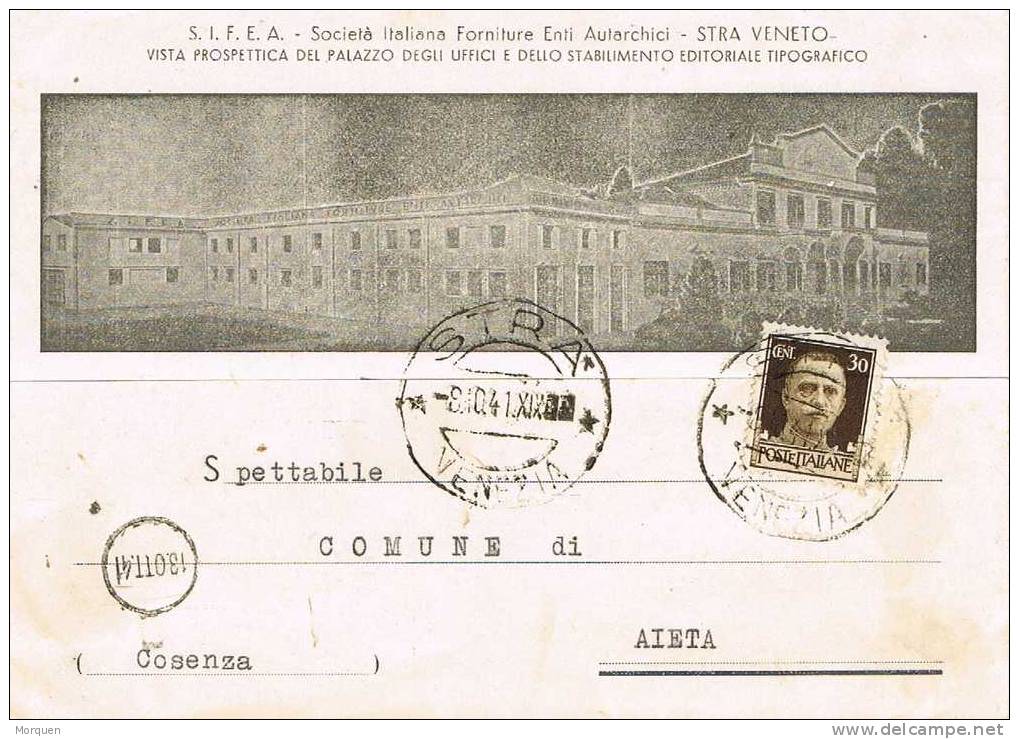 Tarjeta Privada STRA (Venezia) Itallia 1941. Fornituri Enti Autarchici - Storia Postale