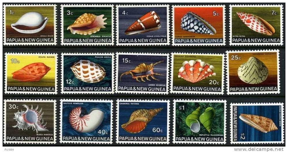 Papouasie Et Nouvelle-Guinée Papoea 1968 1969 Yvertn° 138-52 *** MNH   Cote 55 Euro Coquillages Schelpen - Papouasie-Nouvelle-Guinée