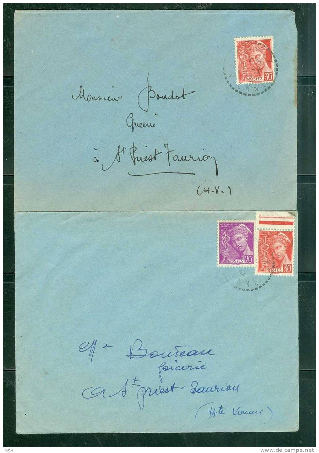 Lot De 5 Lettres Affranchies Aves Type Mercure Différents Tarifs - Pb45 - 1938-42 Mercure