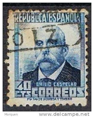 40 Cts Castelar Azul 1931, Cifra Control, Fechador AOIZ (Navarra) Num 660 º - Used Stamps