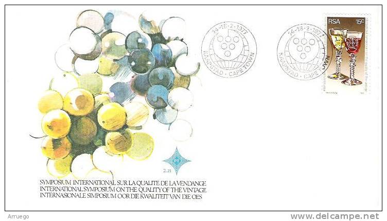 SOUTH AFRIKA. FDC INTERNATIONAL SYMPOSIUM ON THE QUALITY OF THE VINTAGE. WINE. 1977 - Lettres & Documents